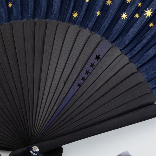 O Silk Folding Fan, Fa Bamboo Folding Hand Fan Blue