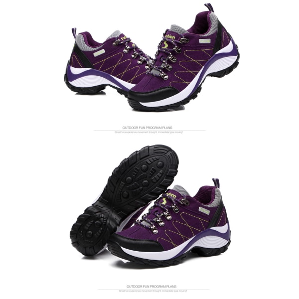 Kvinnor vandringsskor Andas Låg Top Outdoor Athletic Sneakers för Walking Trekking Klänning Skor purple 36