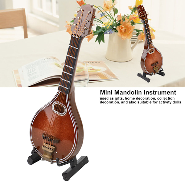 Mini Mandolin Instrument för Heminredning - 8-Strängig Handgjord Modell, Snygg Gåva