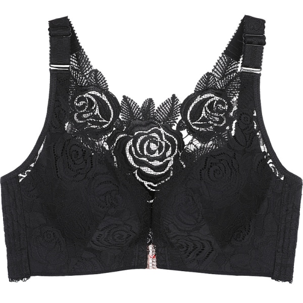 Floral Secrets Comfort Rose BH, Comfort Rose Lift BH, Front Stängning Push Up Trådfri och sömlös BH Black 52/120D