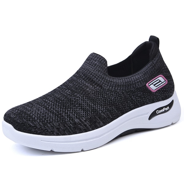 Casual Walking Sneakers för kvinnor Mode Andas Enkla Lättvikt Bekväma Sneakers black 37