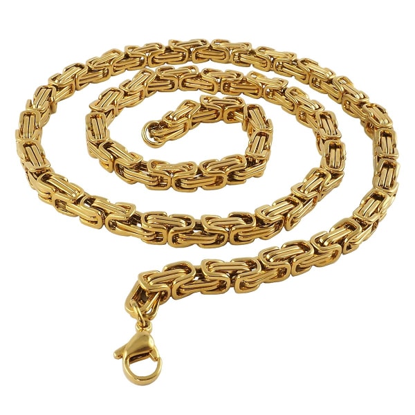 5 mm Königskette Armband Herrenkette Männer Kette Halskette, 65 cm Guld Edelstahl Ketten