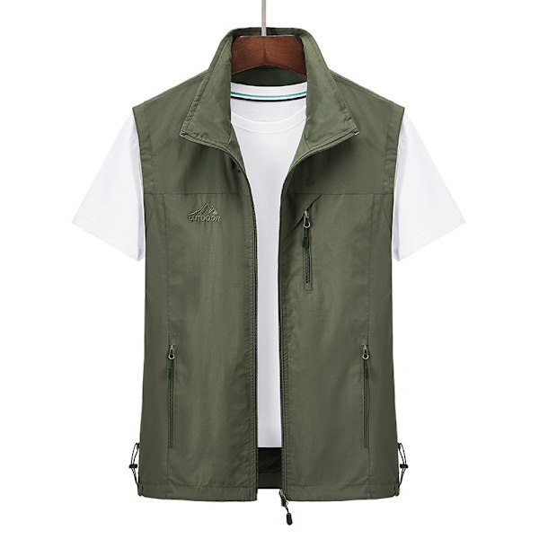 Vår-Sommar Herr Tactical Outdoor Bergsklättring Fiskeväst Andningsbar Multifunktionell Väst green M