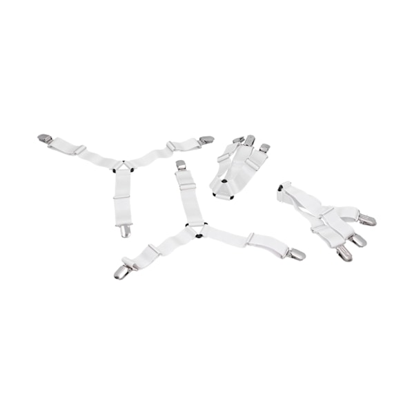Sängklädeshållare Remmar 4-pack, Elastisk Fästning för Madrassöverdrag & Filtar, Vit, Hemtextil Organiserare och Grepp