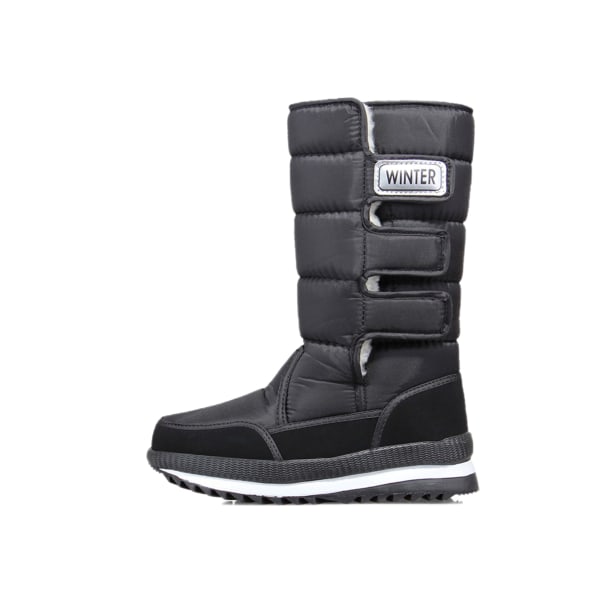 Snowboots Herr Vattentät Herr Vinterkängor Med Päls Vinterskor Halksäkra Herrstövlar Plattform Tjock Plysch Varm Plus Size Women-Black 42