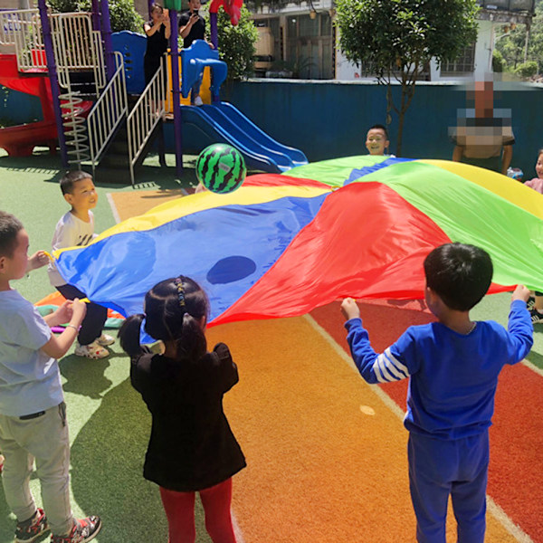 Regnbågsbarnsparasoll Parachute Lek Samarbetslek Tält Spel för Barn, Färgglad Parasollparasoll, Perfekt för Inomhus- och Utomhuslek