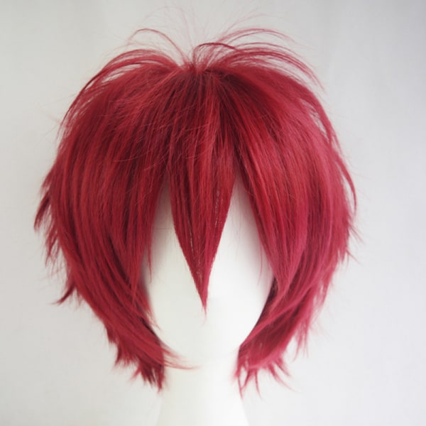 Kort peruk herr Cosplay peruk färg peruk Anime peruk för män Cosplay set kort hår wine-red
