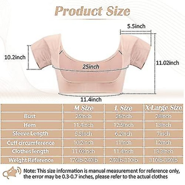 Underarmsväst, Andningsbar Sweat Guard Underklädersväst, tvättbara armhålsskydd, tvättbara armhålsskydd Skin color XL