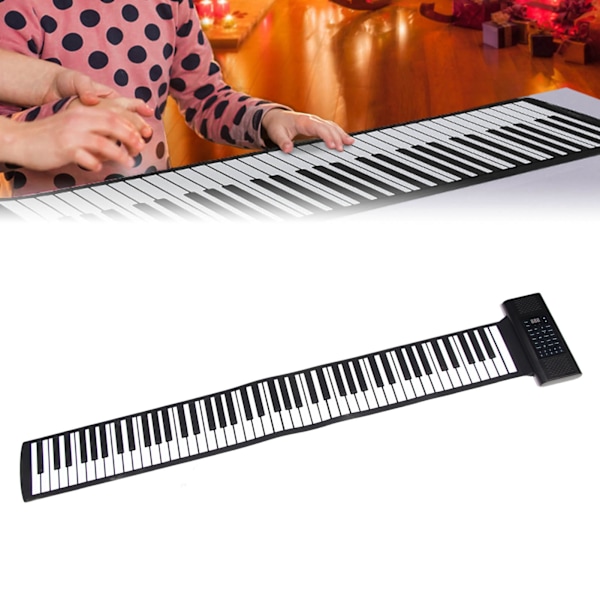 88 Tangenter Bärbar Rullbar Piano Dubbel Horn Vikbart Bluetooth MIDI Piano med Batteridrift, EU-kontakt, 100-240V, Perfekt för Resor, Hem eller Kontorsbruk