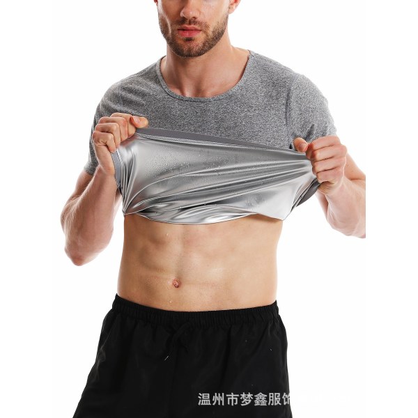 Herrundertröja Shaping Vest Sweat Shaping Underkläder Tights Fitness Sport T-shirt Kompression Kort ärm silvery L