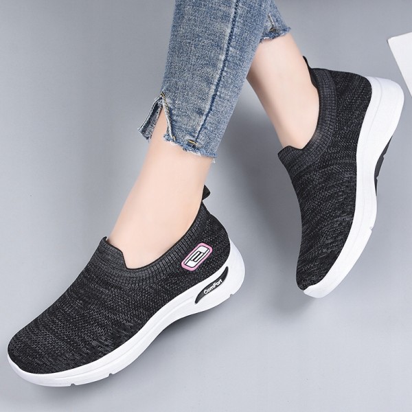 Casual Walking Sneakers för kvinnor Mode Andas Enkla Lättvikt Bekväma Sneakers black 37