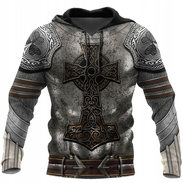 Hooded Top Fashion Trend 3D Sweatshirt Crusader Print Men's Street Trend Hoodie Top OFSQ-00733 XXS