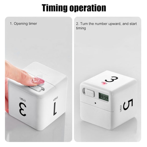 Digital Timer med Display, Gravitationssensor Kubisk Tidshantering för Hem, Kök, Kontor, Justerbara 1-3-5-10 Minuters Tidinställningar, Lätt att Använda