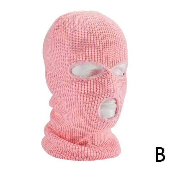 Varm Unisex Balaclava Mask med 3 Hål för Vinter Pink