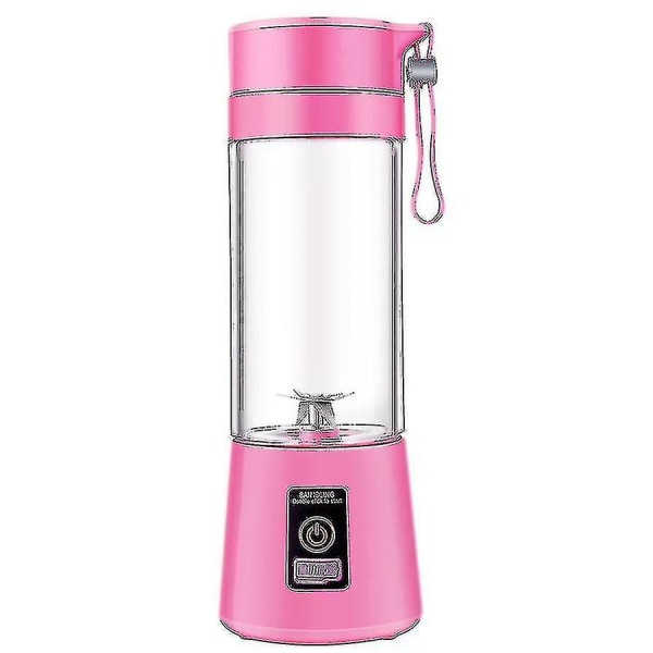 400 ml bärbar USB elektrisk fruktjuicer Smoothie Maker Blender Shaker flaska Pink Six-leaf