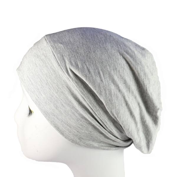Satinfodrad Beanie, Siden Beanie Sovhatt Hårtäckande Bonnet Slouchy Beanie Natt Sovhatt Justerbar För Lockigt Svart Hår Light Gray