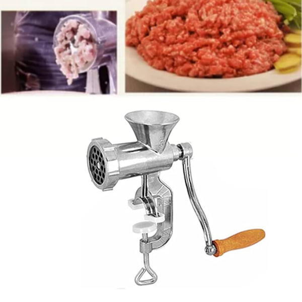 Manuell Köttkvarn med Handvev - Kök Maskin i Aluminiumlegering för Kött & Grönsaksmalning, Effektiv & Enkel att Använda