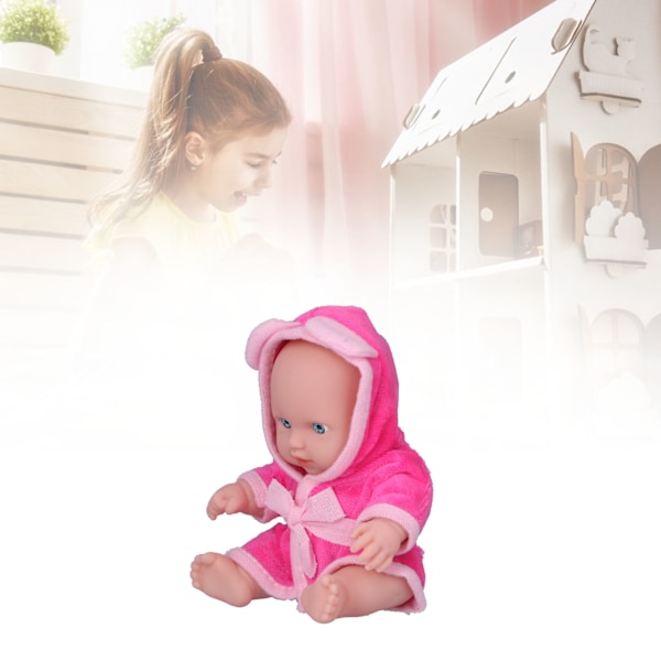 Nyfödd Reborn Babydocka 8 tum Realistisk Mjuk Kropp Simulering med Ros Röd Klänning, Mysig och Realistisk för Rollspel och Presentgivning
