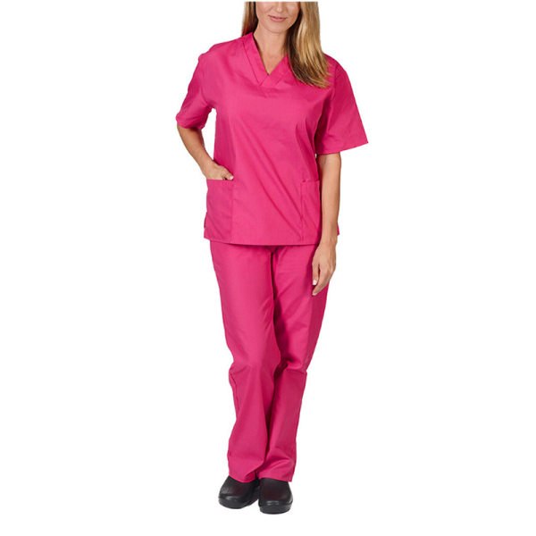 Kvinnors medicinska Scrub Doctor Nursing Scrubs Uniform Dentis Hospital Långbyxor Set Rose Red XXL