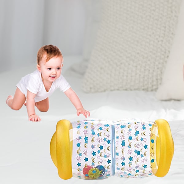 Färgglad Babykryprollerleksak, Uppblåsbar Babyövningsrulle med Boll, Kryphjälp för Bebisars Utveckling och Rolig Lektid