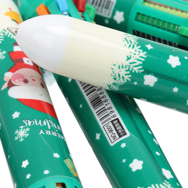 Julkula-Kulapennor 10 Färger Söta Sekvenser Dragbara Presentpennor Grön Pojkdesign Skola Kontor Pappersvaror Set 6st