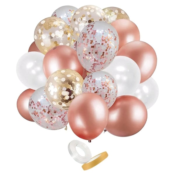 Rosa, Vita, Roséguld Latexballonger 12 tum 60 st med Paljetter, Perfekt för Födelsedagsfest Bröllopsdekorationer, Typ 7, Hållbara och Långvariga