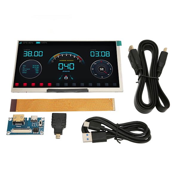 7-tums IPS-skärm HD-display för Raspberry Pi & Windows-dator, 170 graders betraktningsvinkel, tunn bakgrundsbelyst integrerad display