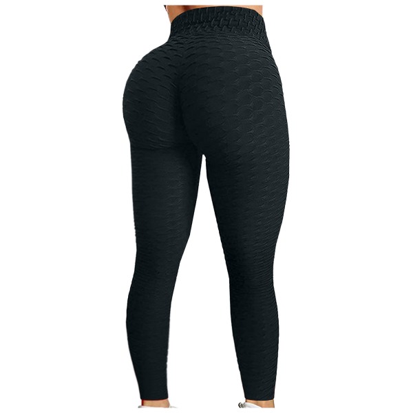 Push Up Leggings Sport Kvinnor Fitness Yogabyxor med hög midja Black L