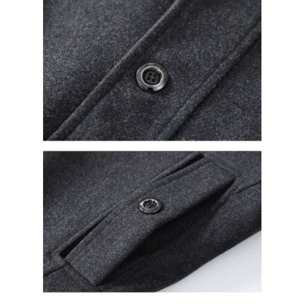 HERR Ullrock Höst och Vinter Dubbel Krage Ullrock Krage Tjock Ullrock Lång Jacka black 4xl