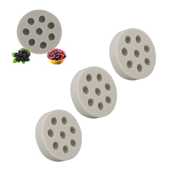 Silikonform för Tårta i Hallonform, 3-pack, Flexibel Mjuk Grå DIY Bakform för Enkel Avformning, Perfekt för Marsipan, Choklad och Tårta Dekoration