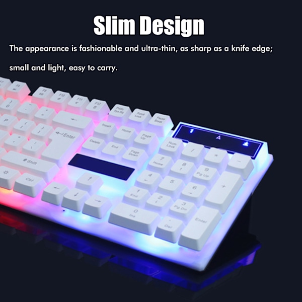 LED Gaming Keyboard och Mus Combo, Bakgrundsbelyst LED Keyboard och Mus Set, Hållbar Fast Design, Färgglada Glödande Ljus för Datorspeltillbehör
