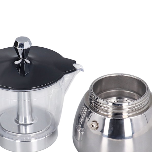 6-Kopps Koka-Kaffe Maker Klar ABS Moka Kanne Rostfritt Stål Kaffe Maker för Hemmakontor
