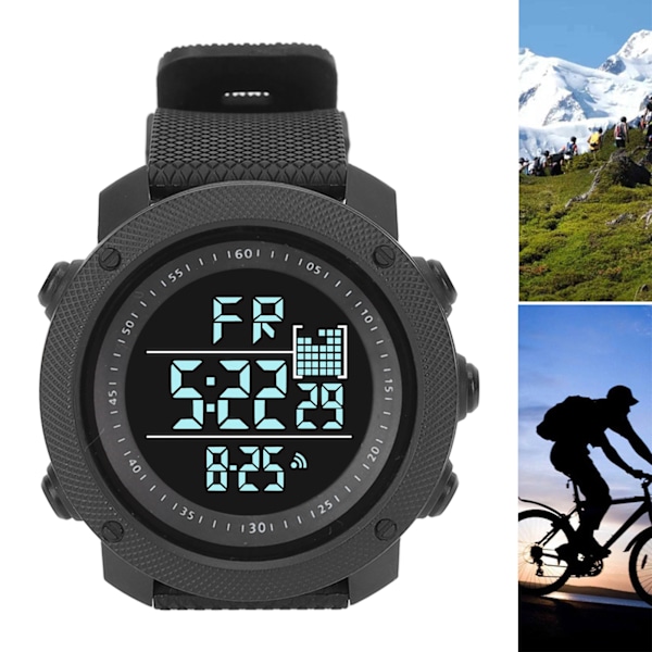 Vattentät Multifunktionell Utomhus LCD-Klocka Digital Armbandsur för Löpning Cykling Bergsklättring Fritidsaktivitet Svart Färg Sport Tracker
