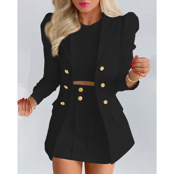 Damer med fickor kavaj och set Slim Fit formell kostymset långärmad  tvådelad outfit Black Small Plaid Dress XL fab5 | Black Small Plaid Dress |  XL | Fyndiq