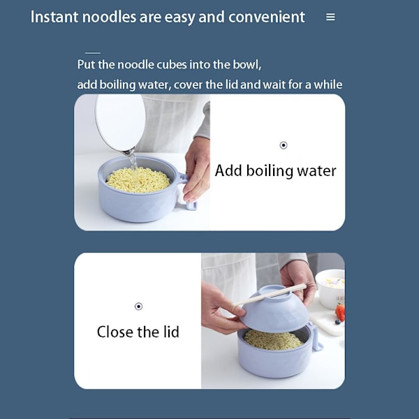 Mikrovågsugnskokare för Ramen i Bambofiber, 6-delad Set, Nudelskål för Barn, Flickor och Pojkar, Avtappningsbar Soppa, Servis