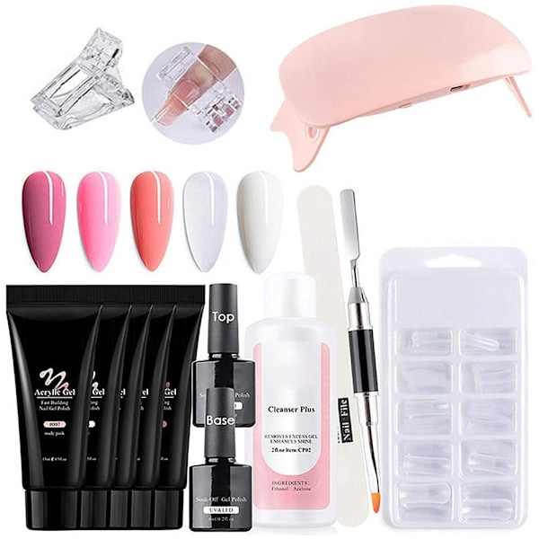 Nagelgel-kit för nybörjare, Gelbyggnadsset för naglar, Nagelförlängningsgellack för manikyr, Inkluderar allt du behöver för professionellt utseende