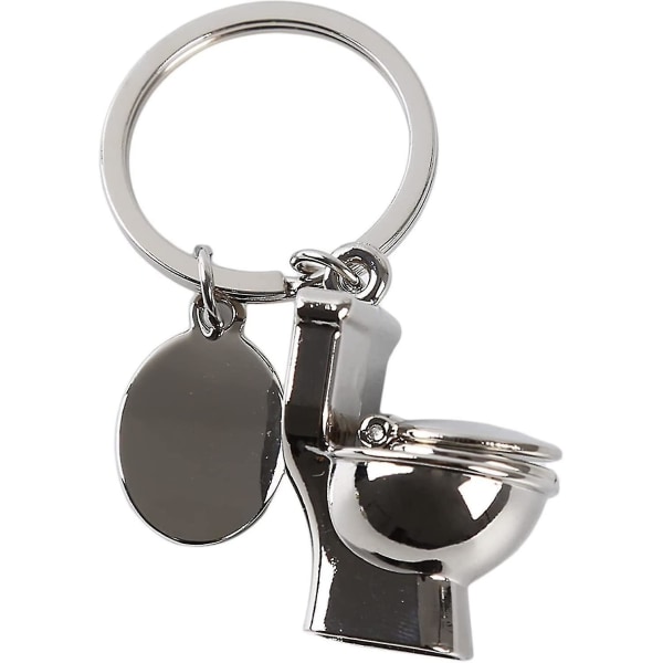 2st Mini Toalett Metall Nyckelring Söt Simulering Toaletthängande Nyckelring (silver) silver
