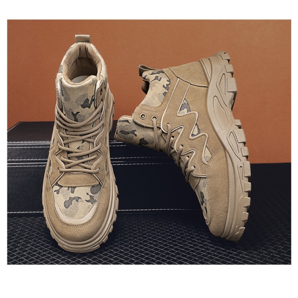 Män Arbetsstövlar Skyddsskor Anti-Puncture Safety Boot Work Ståltå Skor Desert Combat Boots khaki 41