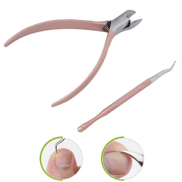 Rostfritt Stål Nagelklippare Roséguld & Nagellyftare för Inväxt Naglar Relief Pedikyr Verktyg Set, Professionell Nagelsvård