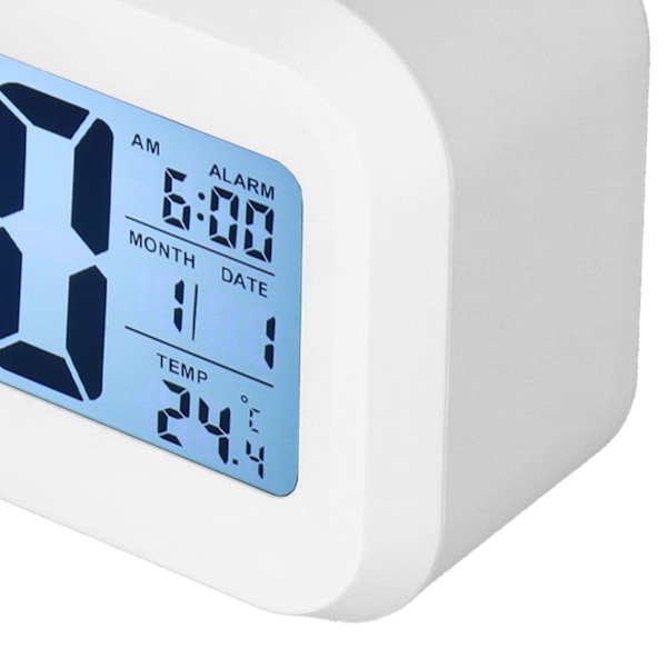 Stor Digital Väckarklocka med LED-Display, Elektroniskt Nattljus, Snooze-Funktion, Väckarklocka för Sovrum, Hemmakontor, Vit
