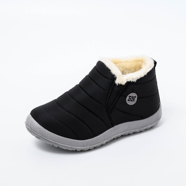 Herrskor Vinterstövlar Lätta Snöskor Vattentäta Vinterskor Plus Storlek 47 Slip-On Unisex Ankelvinterstövlar Black 42