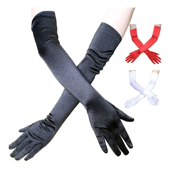Satin Opera Handskar för Kvinnor Långa Stretchiga Trendiga Kvälls Handskar Bröllop Festföreställning Särskilt Tillfälle