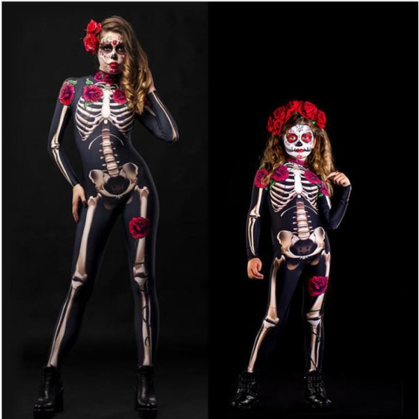 Skräck för damer Halloween Party Kreativ Sexig Skelett Skelett Print Mode Unik Party Jumpsuit pink 5XL