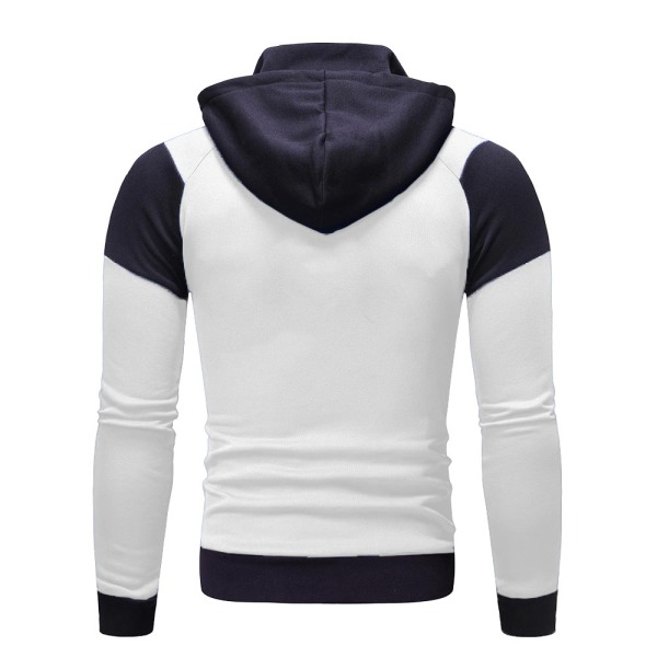 Färgblockerad tröja med dragkedja i dubbla lager för män moderiktig kofta slimmad personlig casual topp WHITE XXL