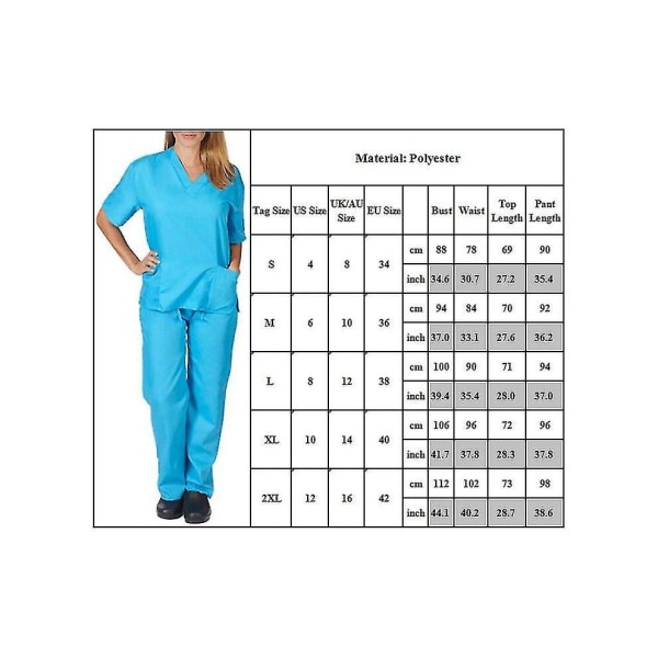 Kvinnors medicinska Scrub Doctor Nursing Scrubs Uniform Dentis Hospital Långbyxor Set Green XL