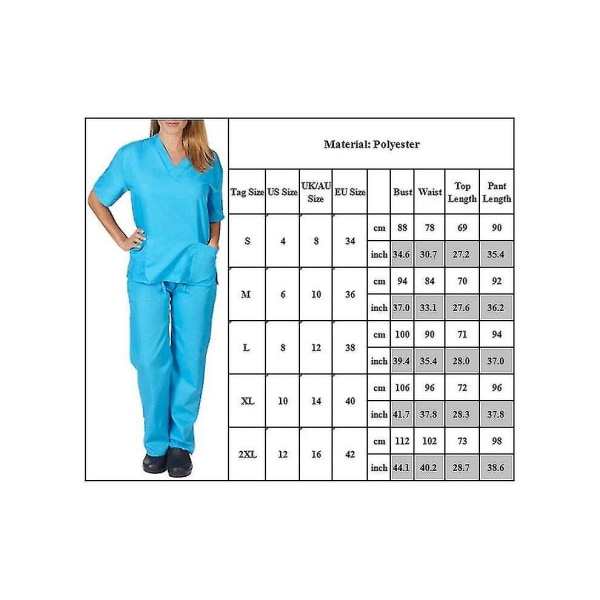 Kvinnors medicinska Scrub Doctor Nursing Scrubs Uniform Dentis Hospital Långbyxor Set Rose Red S