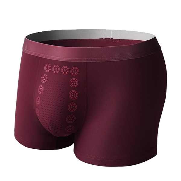 Energy Field Therapy Herrunderkläder, Magnetic Therapy Energetic Men's Ice Silk Boxer wine Red 3XL