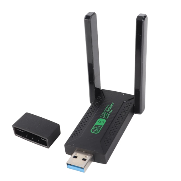 Dubbelbands 5G 2.4G Wifi-adapter 1300Mbps USB 3.0 Hög Hastighet Trådlös Nätverksadapter för Laptop med Dubbla Antenner för Starkare Signal