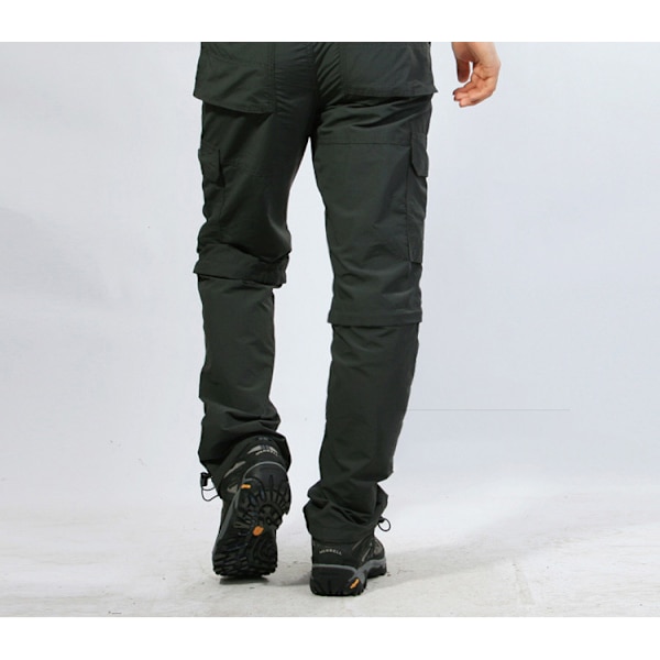 Sommar Tunna Snabbtorkande Byxor Herrar Avtagbara Tvådelade Byxor Utomhus Sport Multi-ficka Cargo Byxor Casual Långa Byxor GREEN XXL