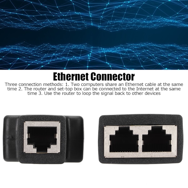 2-vägs RJ45 Ethernet-delare 1 till 2 vägar Ethernet-switch för router TV-box dator videokamera, 2-pack RJ45 Ethernet-förlängare